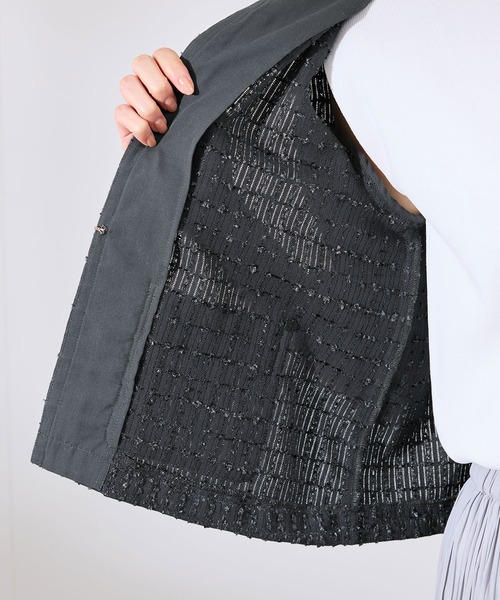 セール】【サマー・ツイード】ハーフスリーブジャケット（カーディガン