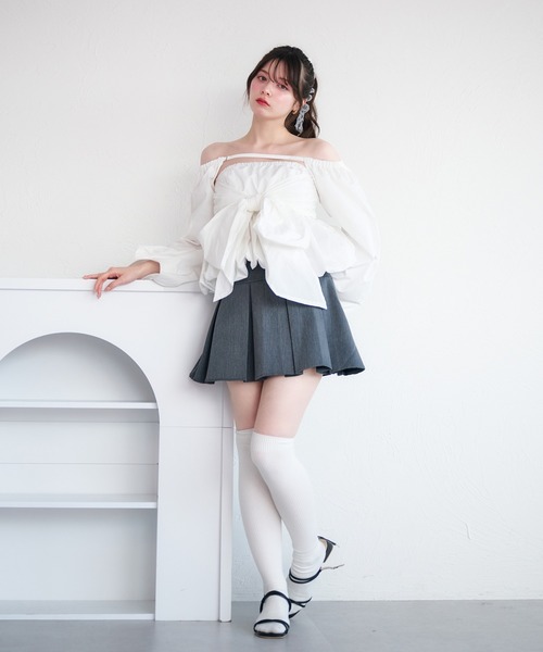 fupel(フぺル)の「2way balloon peplum ribbon blouse / 2way バルーンペプラムリボンブラウス(シャツ/ブラウス・レディース・ブラック/チャコールグレー/オフホワイト・FREE)」の18枚目の写真