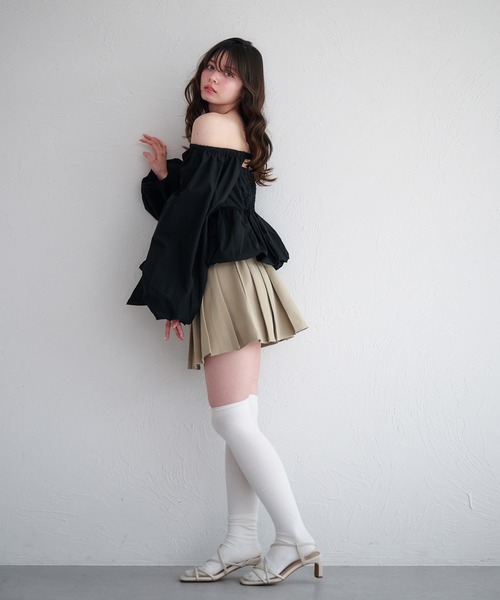 fupel 2wayバルーンペプラムリボンブラウス fupel ブラウス シャツ 2way balloon peplum ribbon blouse