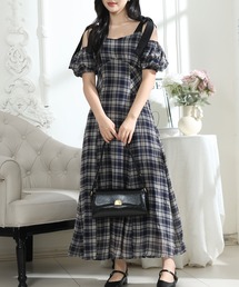 タータンチェックロングワンピース 116012a.jpg