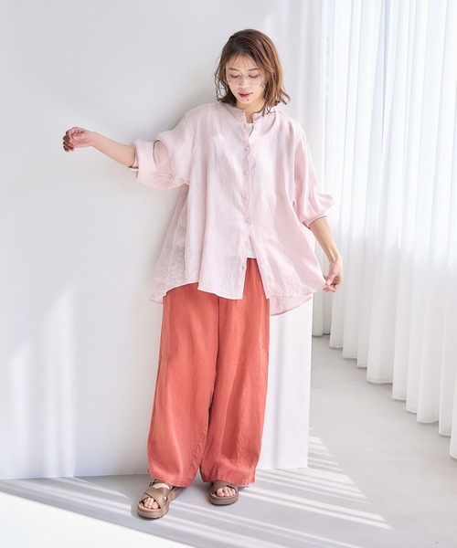 TUTIE. (ツチエ) | コットンリネンアムンゼンチェックバンドカラーワンピース (charcoal) | ワンピース お洒落 TUTIE. (ツチエ) | コットンリネンアムンゼンパネルチェックブラウス