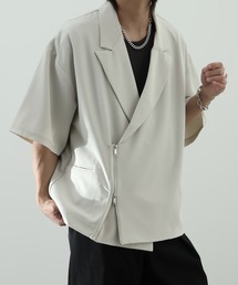welise（ウェライズ）の「【welise ウェライズ】ドレープクロス バーティカルダブルジップ ハーフスリーブ ショート テーラードジャケット（テーラードジャケット）」