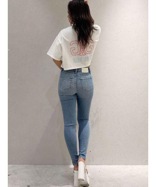 ShapelyMakeジャストウエストデニムパンツ セール】ミドルウエストSHAPELYスキニーデニムパンツ（デニム