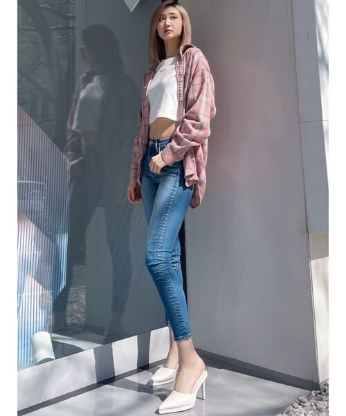 【本日限定価格】ミドルウエストSHAPELYスキニーデニムパンツ セール】ミドルウエストSHAPELYスキニーデニムパンツ（デニム