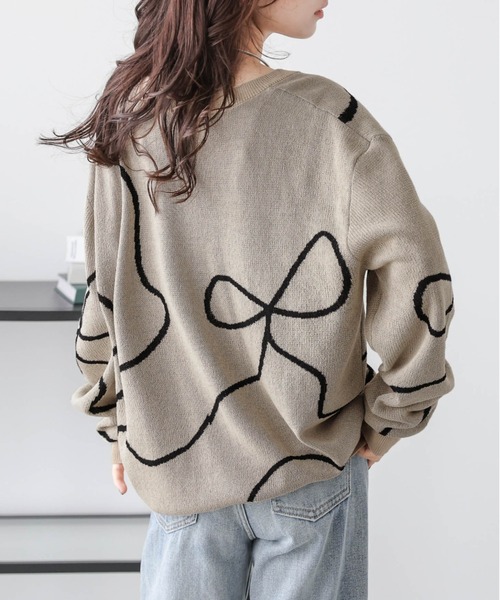 AMELY（エミリー）の「リボンラインニットカーディガン（カーディガン/ボレロ・レディース・ベージュ/グレー/ブラック/アイボリー・フリー）」の13枚目の写真