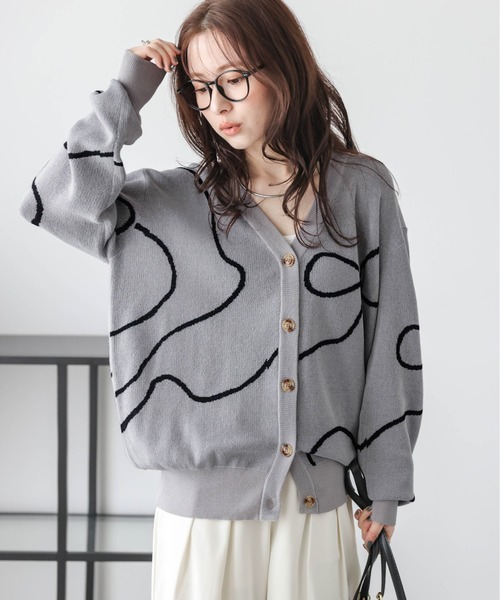 リボンラインニットカーディガン（カーディガン/ボレロ）｜AMELY