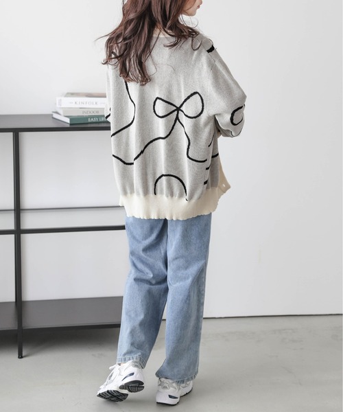 セール】リボンラインニットカーディガン（カーディガン/ボレロ