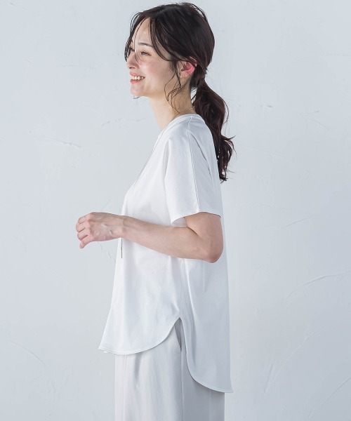 LAUTREAMONT（ロートレアモン）の「リュクスデイリーカットソー≪洗濯機で洗える≫（Tシャツ/カットソー・レディース・ホワイト/ブラック/ブルー/チャコールグレー/オレンジ・9号/11号）」の8枚目の写真