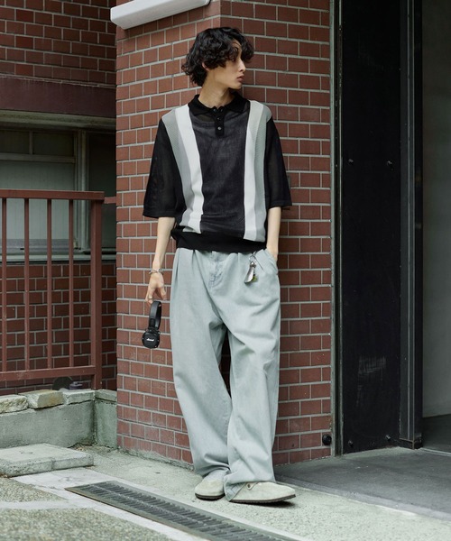 Bleme（ブレム）の「レトロストライプ 半袖 メッシュニット ポロシャツ（ポロシャツ・メンズ・グリーン/ブラック・S/M/L/XL）」の21枚目の写真