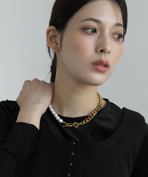 abaskdesign（アバスクデザイン）の「金属アレルギー対応  淡水パール&喜平チェーンチョーカーネックレス（チョーカー・レディース・ゴールド・FREE）」の11枚目の写真