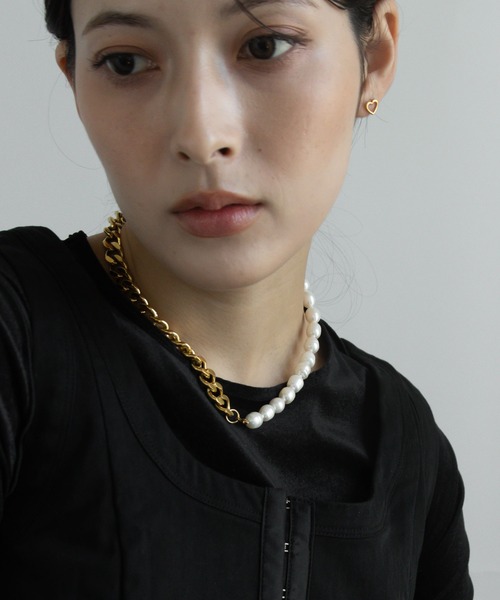 abaskdesign（アバスクデザイン）の「金属アレルギー対応  淡水パール&喜平チェーンチョーカーネックレス（チョーカー・レディース・ゴールド・FREE）」の6枚目の写真