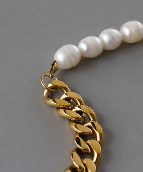 abaskdesign（アバスクデザイン）の「金属アレルギー対応  淡水パール&喜平チェーンチョーカーネックレス（チョーカー・レディース・ゴールド・FREE）」の10枚目の写真