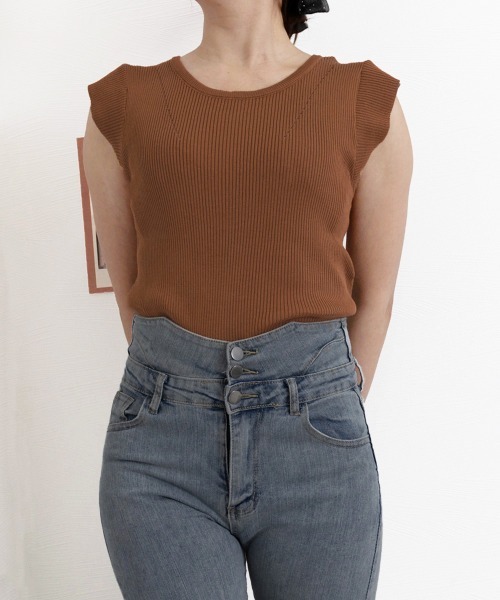 Miniministore(ミニミニストア)の「フレンチスリーブ サマーニット 韓国風(ニット/セーター・レディース・ブラック/ホワイト/ブラウン・FREE)」の19枚目の写真