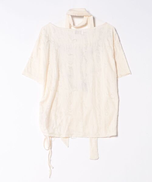 HOOK(フック)の「スカーフ付きチェーンプリントTシャツ(Tシャツ/カットソー・レディース・ダークグレー/ライトベージュ・SMALL/MEDIUM)」の8枚目の写真