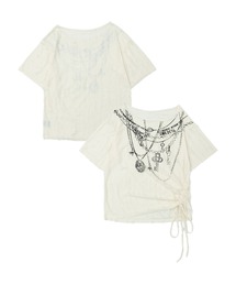 ホワイト スカーフ付き 半袖トップス Tシャツ/カットソー スカーフ」に該当するトップス（半袖