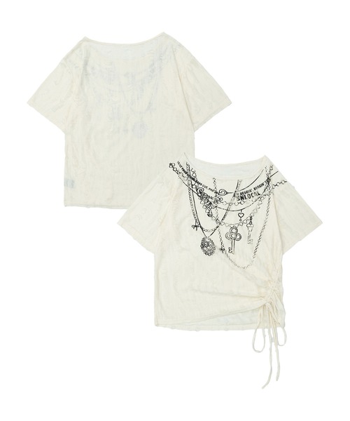BOTTEGA VENETA レディース シルクスカーフ付きTシャツ スカーフ付きチェーンプリントTシャツ(Tシャツ/カットソー