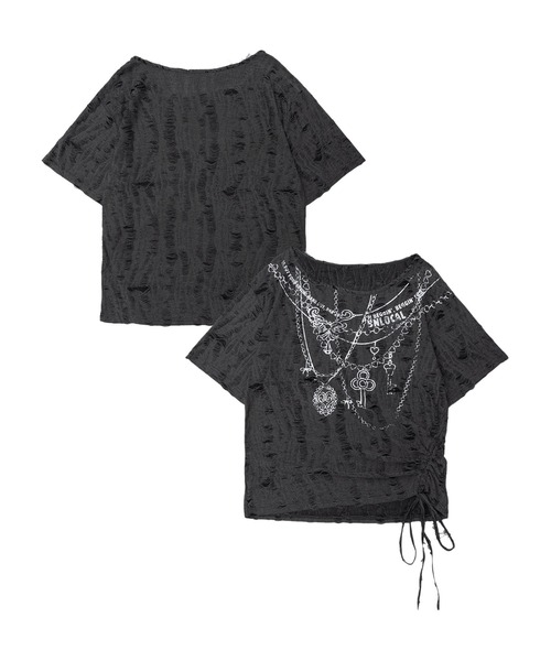 スカーフ付きチェーンプリントTシャツ（Tシャツ/カットソー