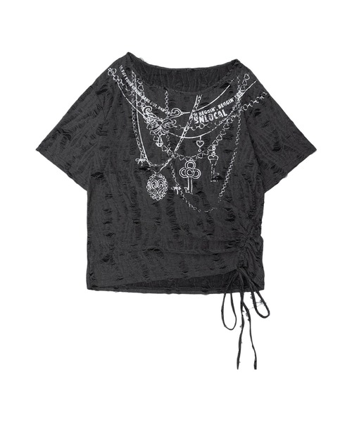 スカーフ付きチェーンプリントTシャツ（Tシャツ/カットソー