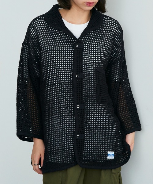 ARMY TWILL（アーミーツイル）の「【ARMY TWILL】Cotton Mesh Shirt AM-2513006（シャツ/ブラウス・メンズ・アイボリー/ブラック・S）」の2枚目の写真