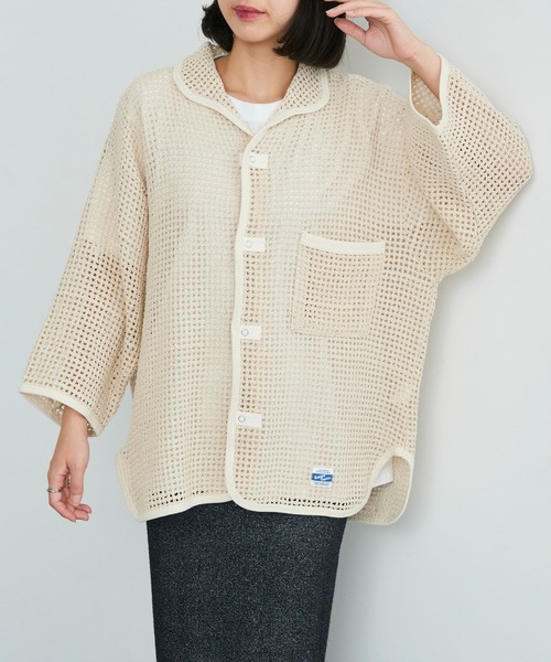ARMY TWILL（アーミーツイル）の「【ARMY TWILL】Cotton Mesh Shirt AM-2513006（シャツ/ブラウス・メンズ・アイボリー/ブラック・S）」の5枚目の写真