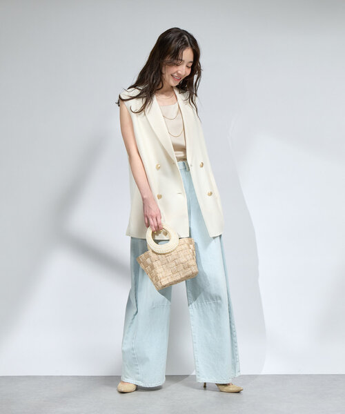 La boutique BonBon(ラブティックボンボン)の「パールハンドルブレードバスケットS(トートバッグ・レディース・ベージュ・FREE)」の4枚目の写真