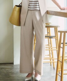 【洗える】トリアセスラブストレッチ ワイド パンツ