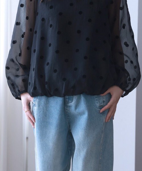 DAY CLOSET(デイ クローゼット)の「レディース 長袖シースルードットバルーンブラウス(シャツ/ブラウス・レディース・ブラック・FREE)」の7枚目の写真