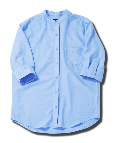 jiggys shop（ジギーズショップ）の「麻タッチ バンドカラー 5分袖シャツ（シャツ/ブラウス・メンズ・パープル/ホワイト/ブルー/ネイビー・X-LARGE/LARGE/MEDIUM）」の22枚目の写真