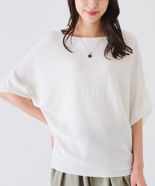 Jayro(ジャイロ)の「ドルマン5分袖ラメニット(Tシャツ/カットソー・レディース・ブラック/グレー/ホワイト系その他/ピンク/ベージュ・FREE)」の2枚目の写真