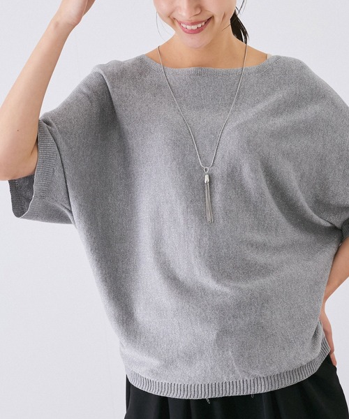 Jayro(ジャイロ)の「ドルマン5分袖ラメニット(Tシャツ/カットソー・レディース・ブラック/グレー/ホワイト系その他/ピンク/ベージュ・FREE)」の4枚目の写真