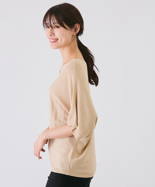 Jayro(ジャイロ)の「ドルマン5分袖ラメニット(Tシャツ/カットソー・レディース・ブラック/グレー/ホワイト系その他/ピンク/ベージュ・FREE)」の7枚目の写真