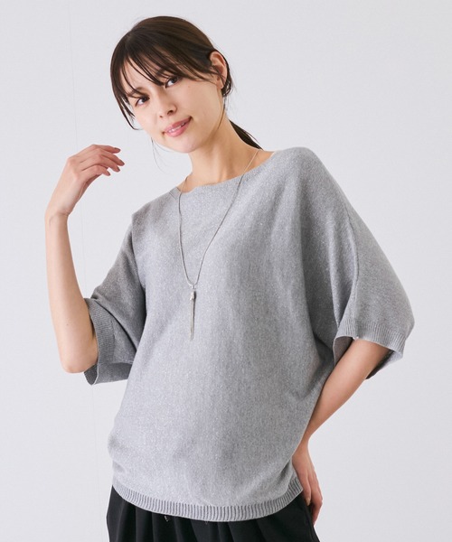 Jayro(ジャイロ)の「ドルマン5分袖ラメニット(Tシャツ/カットソー・レディース・ブラック/グレー/ホワイト系その他/ピンク/ベージュ・FREE)」の13枚目の写真