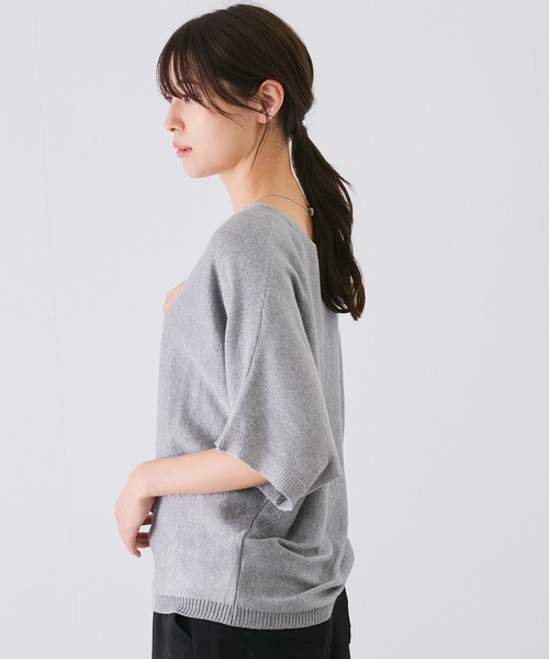 Jayro(ジャイロ)の「ドルマン5分袖ラメニット(Tシャツ/カットソー・レディース・ブラック/グレー/ホワイト系その他/ピンク/ベージュ・FREE)」の14枚目の写真