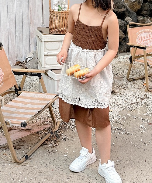 aimoha（アイモハ）の「【aimoha-KIDS-】キッズ かぎ針編みキャミワンピ＋バブーシュカセット (SS)（ワンピース・キッズ・チョコ・90/100/110/120/130）」の5枚目の写真