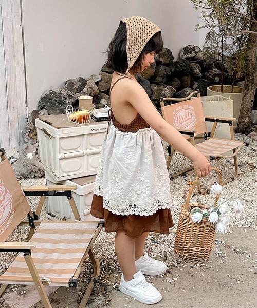 aimoha（アイモハ）の「【aimoha-KIDS-】キッズ かぎ針編みキャミワンピ＋バブーシュカセット (SS)（ワンピース・キッズ・チョコ・90/100/110/120/130）」の9枚目の写真