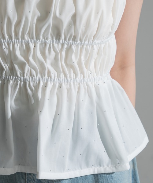 apres jour mignon（アプレジュールミニョン）の「シャーリングビスチェ【ZOZOTOWN限定アイテム】（その他トップス・レディース・オフホワイト/ブラック/レッド/ネイビー/その他・フリー/X-LARGE）」の8枚目の写真