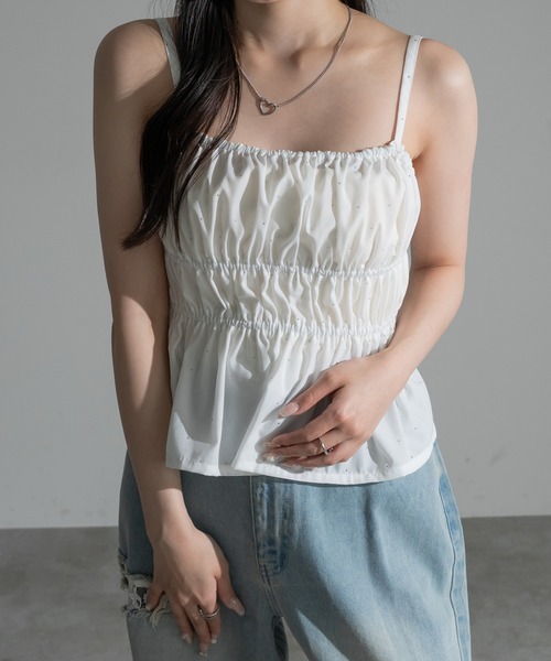 apres jour mignon（アプレジュールミニョン）の「シャーリングビスチェ【ZOZOTOWN限定アイテム】（その他トップス・レディース・オフホワイト/ブラック/レッド/ネイビー/その他・フリー/X-LARGE）」の18枚目の写真