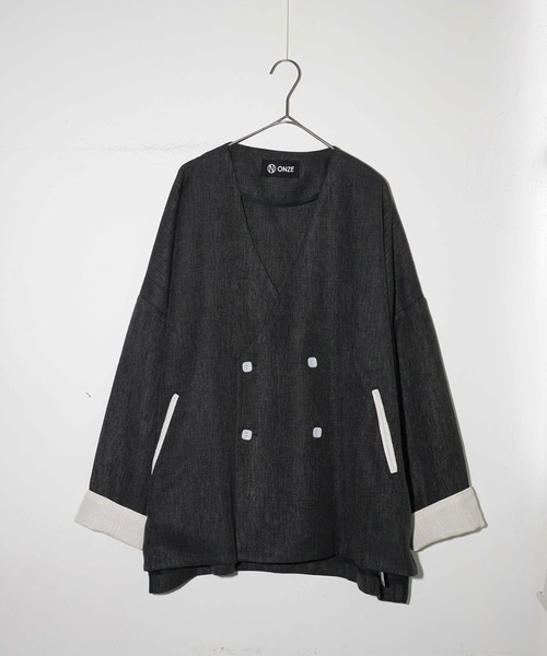 antiqua(アンティカ)の「ノーカラーダブルジャケット(ノーカラージャケット・レディース・ホワイト系その他/ブラック系その他・ONESIZE)」の8枚目の写真