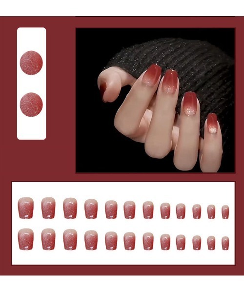 shoppinggo(ショッピングゴー)の「ネイルチップ ショート(ネイルシール/ネイルチップ・レディース・ワインレッド・FREE)」の2枚目の写真