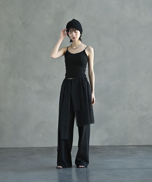 funda mine(ファンダマイン)の「アシンメトリーレイヤードパンツ(その他パンツ・レディース・ブラック・01/02)」の4枚目の写真
