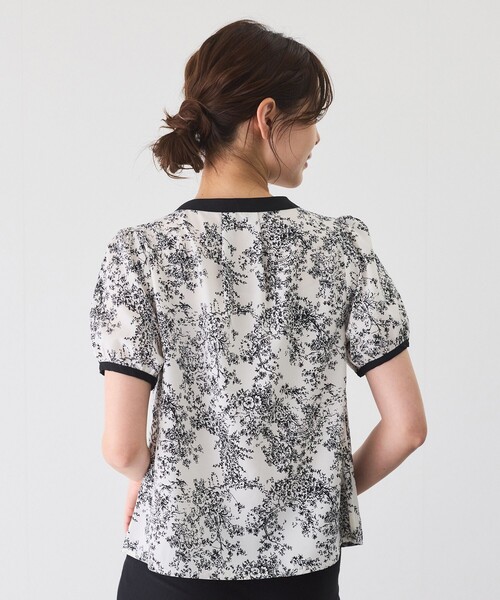 Jayro（ジャイロ）の「バンドカラー配色パフ半袖ブラウス（シャツ/ブラウス・レディース・ネイビー/ホワイト系その他2/ブラック系その他/サックスブルー/オフホワイト・M）」の12枚目の写真