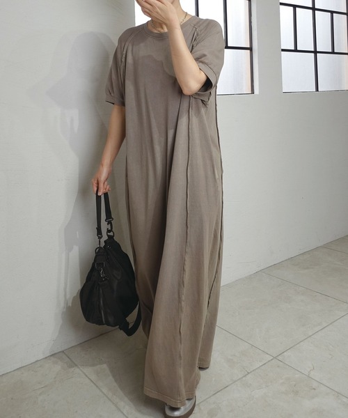 CORNERS by KR（コーナーズバイケーアール）の「【CORNERS by KR】ピグメントデザインカットロングワンピース（ワンピース・レディース・カーキ/ブラック/チャコールグレー・L/M）」の14枚目の写真