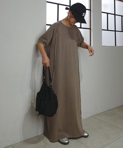 CORNERS by KR（コーナーズバイケーアール）の「【CORNERS by KR】ピグメントデザインカットロングワンピース（ワンピース・レディース・カーキ/ブラック/チャコールグレー・L/M）」の12枚目の写真