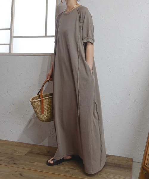 CORNERS by KR（コーナーズバイケーアール）の「【CORNERS by KR】ピグメントデザインカットロングワンピース（ワンピース・レディース・カーキ/ブラック/チャコールグレー・L/M）」の9枚目の写真