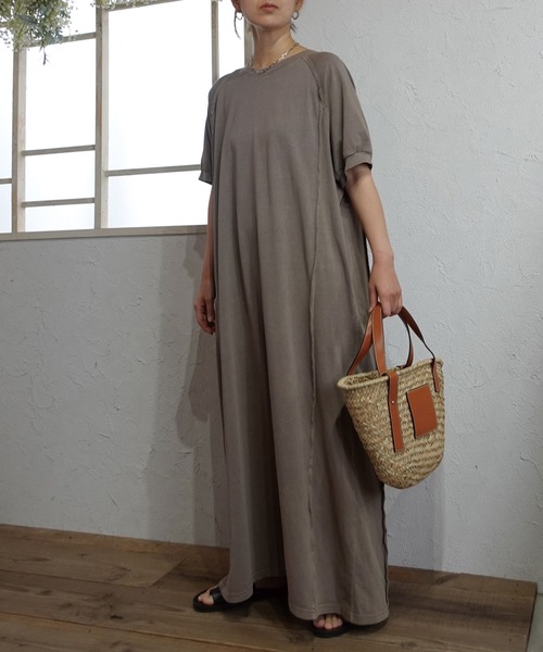 CORNERS by KR（コーナーズバイケーアール）の「【CORNERS by KR】ピグメントデザインカットロングワンピース（ワンピース・レディース・カーキ/ブラック/チャコールグレー・L/M）」の5枚目の写真