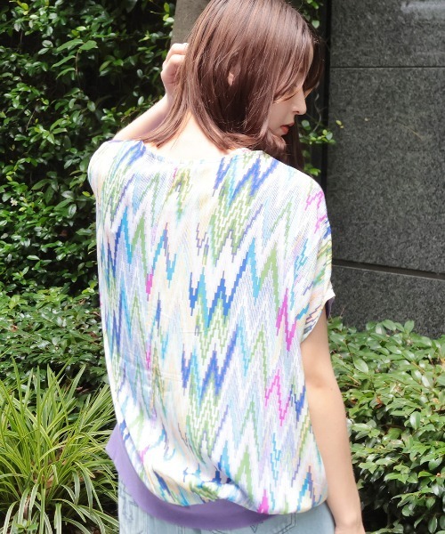 チチカカ（チチカカ）の「バックキカコンビプルオーバー（Tシャツ/カットソー・レディース・ブラック/パープル/アイボリー・FREE）」の8枚目の写真