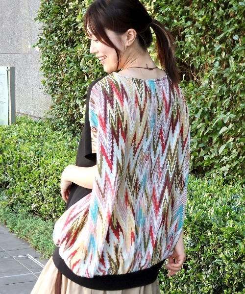 チチカカ（チチカカ）の「バックキカコンビプルオーバー（Tシャツ/カットソー・レディース・ブラック/パープル/アイボリー・FREE）」の10枚目の写真