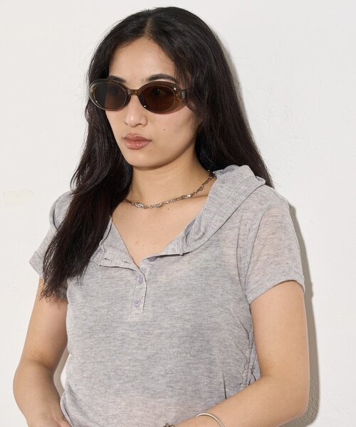 WHO'S WHO gallery（フーズフーギャラリー）の「オーバルサングラス（サングラス・レディース・ブラウン/ブラック・FREE）」の13枚目の写真