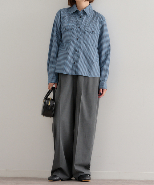 U by SPICK&SPAN(ユーバイスピックアンドスパン)の「チェックシャツ(シャツ/ブラウス・レディース・ブラウン/ブルー・FREE)」の4枚目の写真