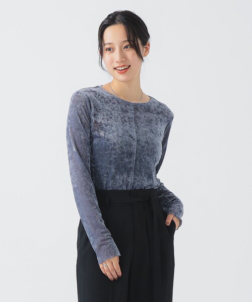 B:MING by BEAMS(ビーミングバイビームス)の「シアー ベロア ロングスリーブ Tシャツ(Tシャツ/カットソー・レディース・ブラック/ブラック系その他2/ブルー系その他・ONE SIZE)」の3枚目の写真